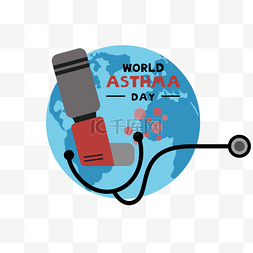听诊器世界哮喘日蓝色地球
