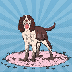 猎犬手绘图片_流行艺术的猎犬。可爱的肮脏的狗