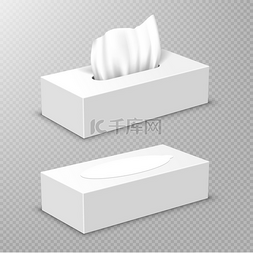 模拟模型图片_带白纸餐巾纸的盒子。