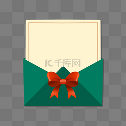 圣诞礼遇季字图片_圣诞圣诞节蝴蝶结绿色信封信纸