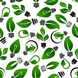 环境保护绿色能源图片_节能灯泡和绿色叶子和嫩芽的抽象