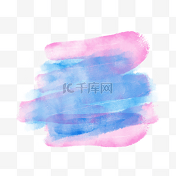 蓝色水彩笔刷图片_简约风格蓝色粉色水彩笔刷