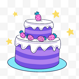 生日双层蛋糕卡通图片_蓝紫色系生日组合双层蛋糕
