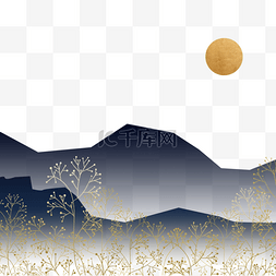 传统金色花纹中国风水墨背景