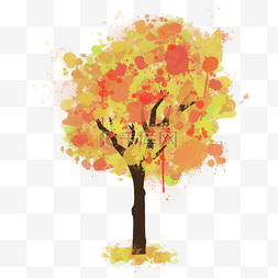 泼墨水彩树木图案
