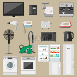 产品首页图片_家用电器套装，带图标微波炉、咖