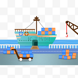 交通运输执法卡通图片_港口码头海运交通运输物流