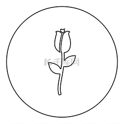 简单玫瑰矢量图片_圆圈中的玫瑰图标圆形黑色矢量插