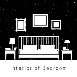 卧室卧室内部有白色轮廓的家具