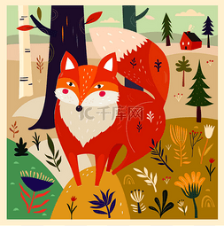 神州优雅图片_可爱的狐狸和花