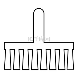 扫帚刷符号图标轮廓黑色矢量插图