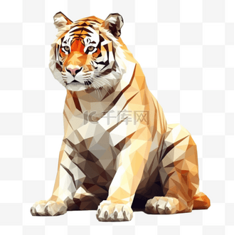 全息风格3d动物老虎