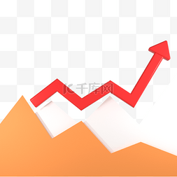 饼状图信息图表图片_3d红色箭头剪纸折线图