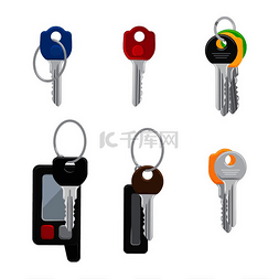 新房子钥匙图片_钥匙设置了六把不同颜色、形状和