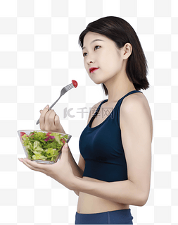 减肥减脂图片_少女吃蔬菜沙拉