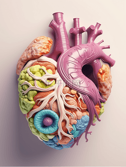 立体人体图片_人体器官心脏部位3D元素