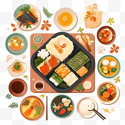 卡通手绘美食日本料理