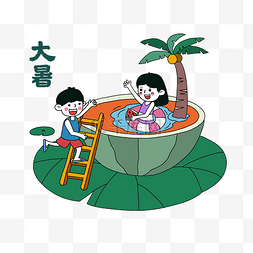 水果图片_大暑西瓜玩耍孩子