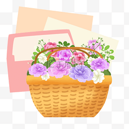淡雅信封图片_颜色淡雅的花朵花篮韩国感恩月