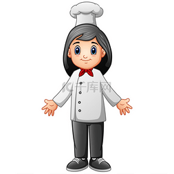 白色背景的女厨师卡通