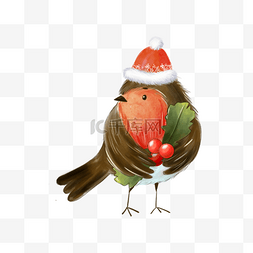 圣圣诞老人图片_圣诞知更鸟帽子水彩