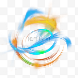 抽象立体球图片_蓝色和橙色抽象光效光球