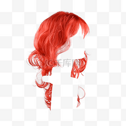 护理头发插画图片_红色发型假发头发头部
