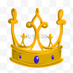 蓝色皇冠标志图片_椭圆蓝色宝石卡通金色皇冠