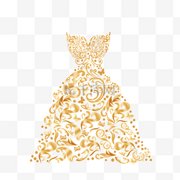 新娘抽象金色短款婚纱