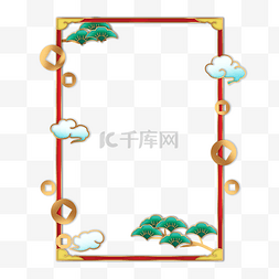 浮雕板图片_春节新年国潮中式方形边框浮雕