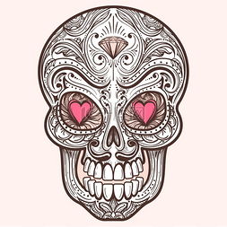 有心设计图片_可爱的墨西哥糖头骨可爱的墨西哥