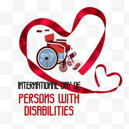 残障人士图标图片_红色丝带爱心国际残疾人日