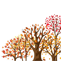 与风格化树的秋天背景。