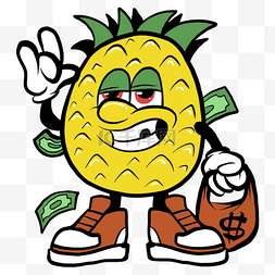 设计钱包图片_水果吉祥物波普嘻 风格菠萝