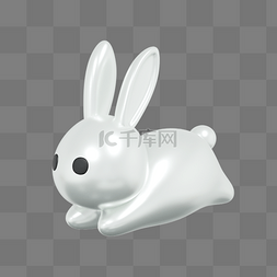 质感银色图片_3DC4D立体银色兔子