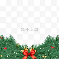 圣诞节松枝蝴蝶结边框标签装饰