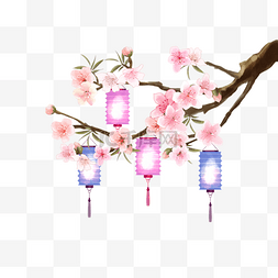 矢量背景的春节图片_越南新年水彩桃花灯笼边框