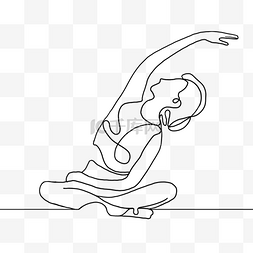看着图片_向上看着做瑜伽的女性抽象线条画