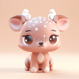 3D立体黏土动物可爱卡通小鹿