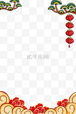 中式牡丹图片_新年新春春节国潮喜庆节日边框元