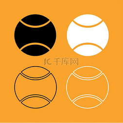 球游戏图片_网球球设置黑色和白色图标。