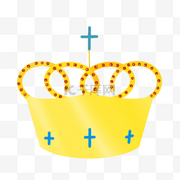 蓝色宝石十字卡通金色皇冠