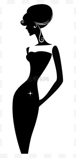 黑色的衣服图片_在配置文件中的优雅女人的剪影