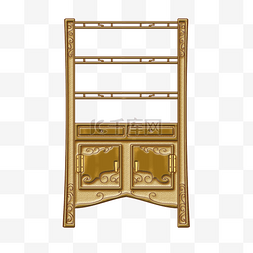 中式家具家具图片_古代金色复古书柜中式家具木质橱