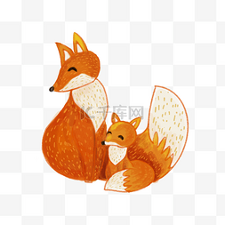 儿童插画家图片_妈妈和宝宝的狐狸狐狸