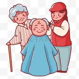 理发的logo图片_志愿者服务为孤寡老人理发