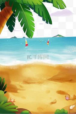 夏季海边素材图片_夏季海边景色椰子树海滩