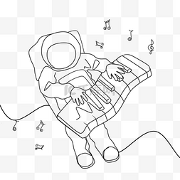 单实线宇航员月球表面弹钢琴极简