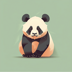 卡通熊猫图片_扁平可爱卡通熊猫动物元素