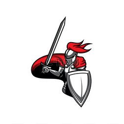 剑和盾牌图片_中世纪的骑士，纹章吉祥物矢量图